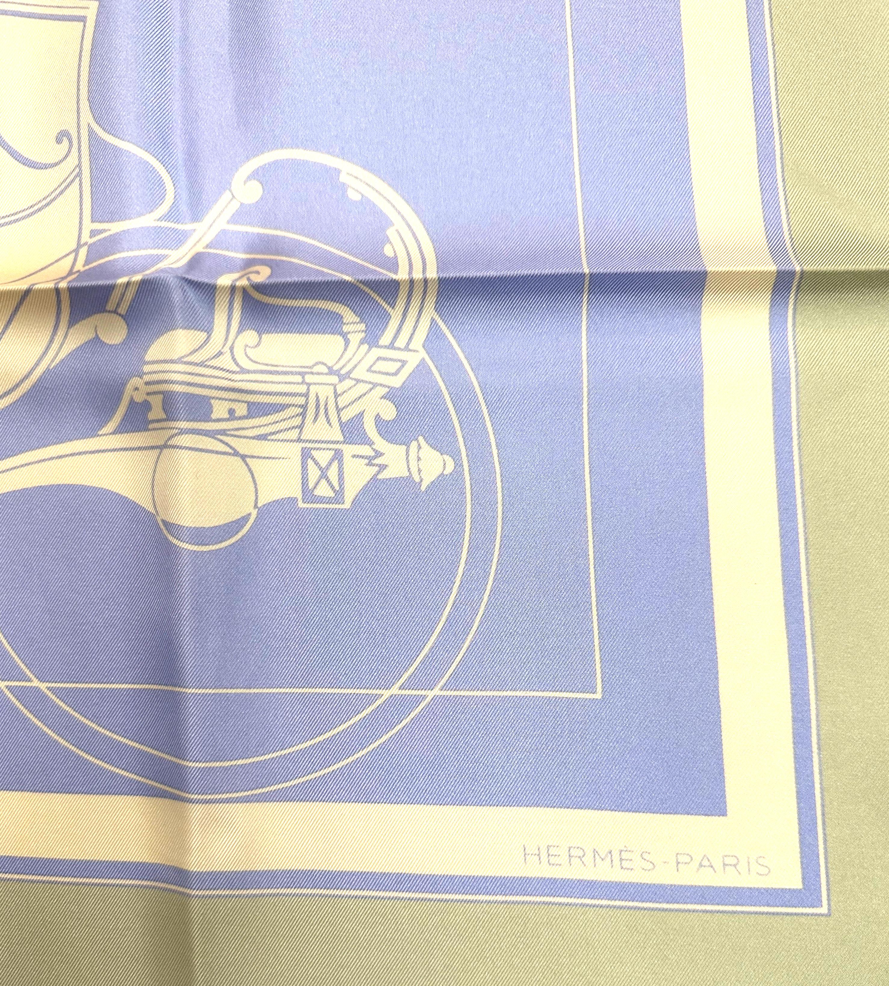 Hermes Silk Scarf, Coach Design In Good Condition For Sale In West Palm Beach, FL
