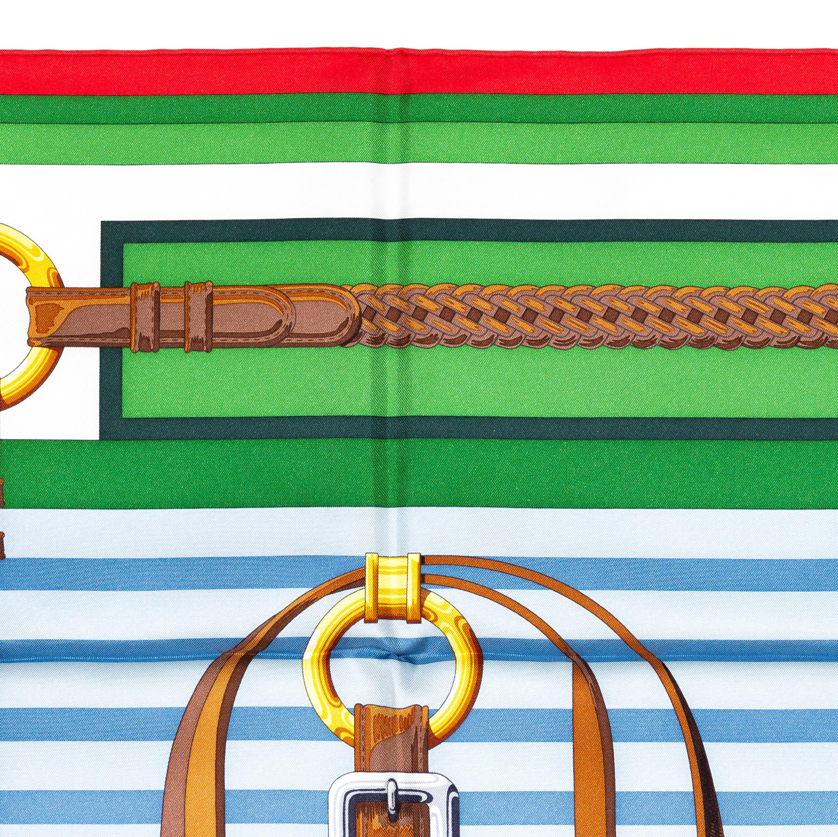 Hermes Seidenschal - Coaching - Rouge - Vert - Blanc - New Store Tag im Zustand „Neu“ im Angebot in Ottawa, CA