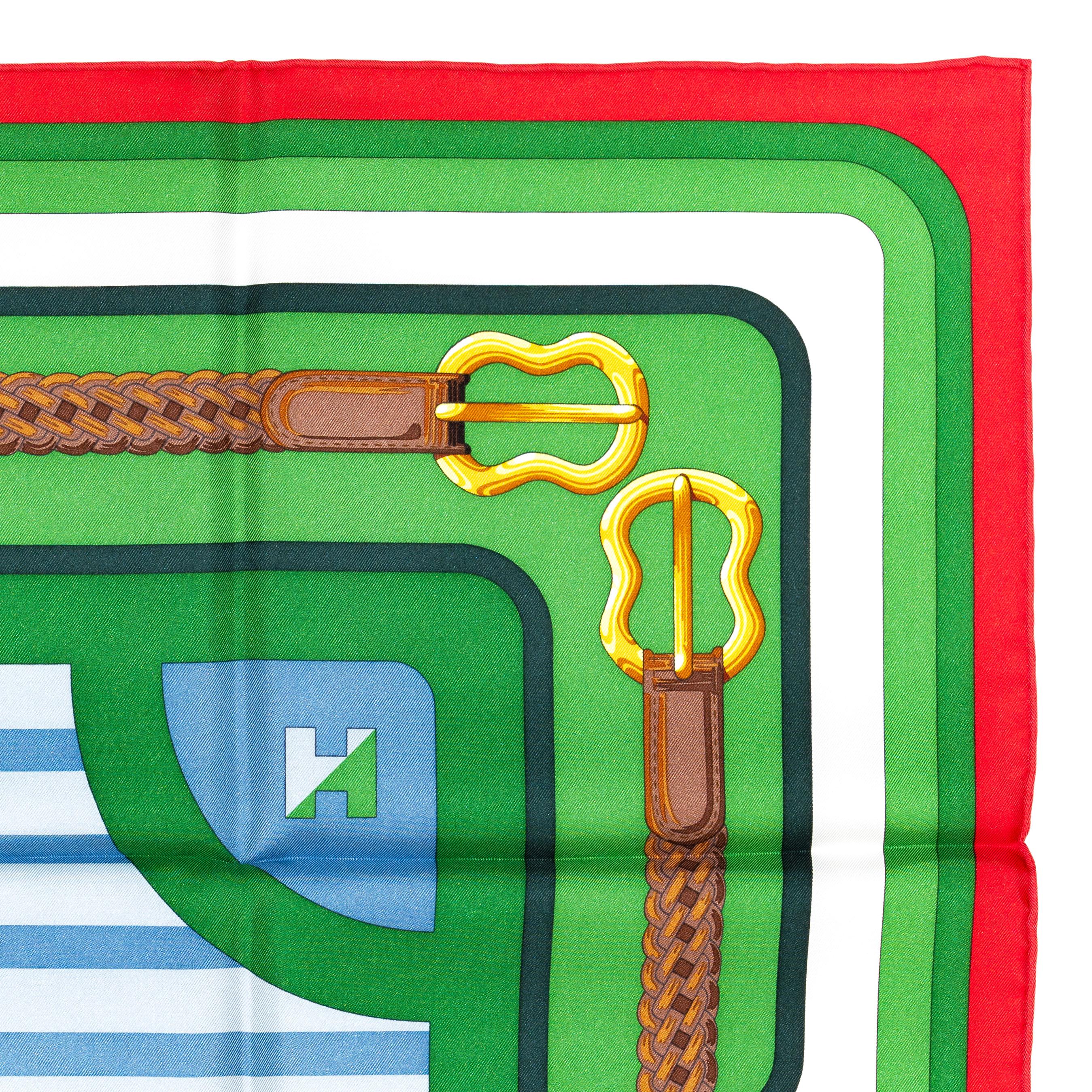 Hermes Seidenschal - Coaching - Rouge - Vert - Blanc - New Store Tag Damen im Angebot