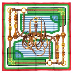 Pañuelo de Seda Hermes - Coaching - Rouge - Vert - Blanc - Nueva Etiqueta de la Tienda