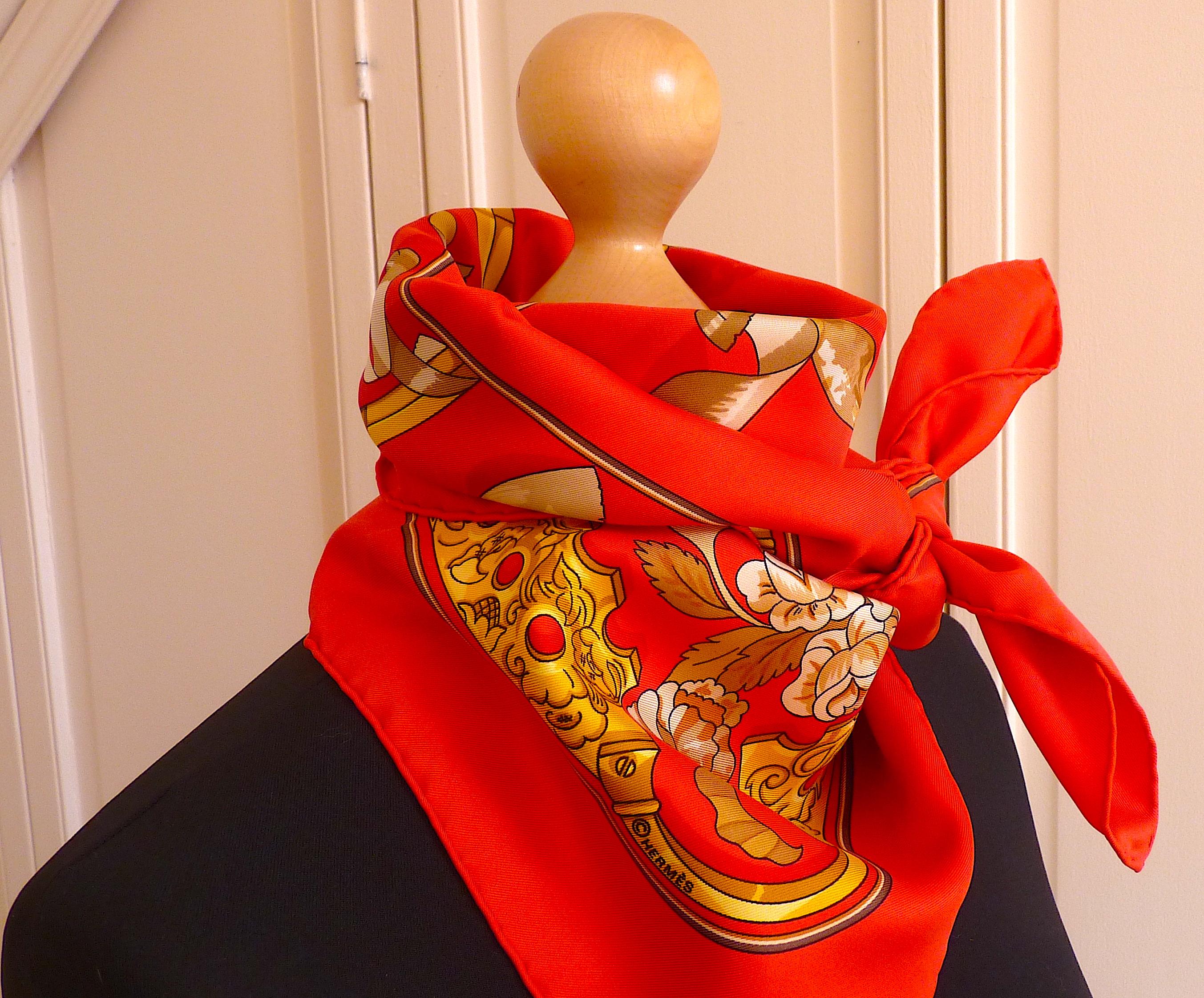 HERMES Silk Scarf Copeaux by Caty Latham, Issued in 1998 For Sale 2