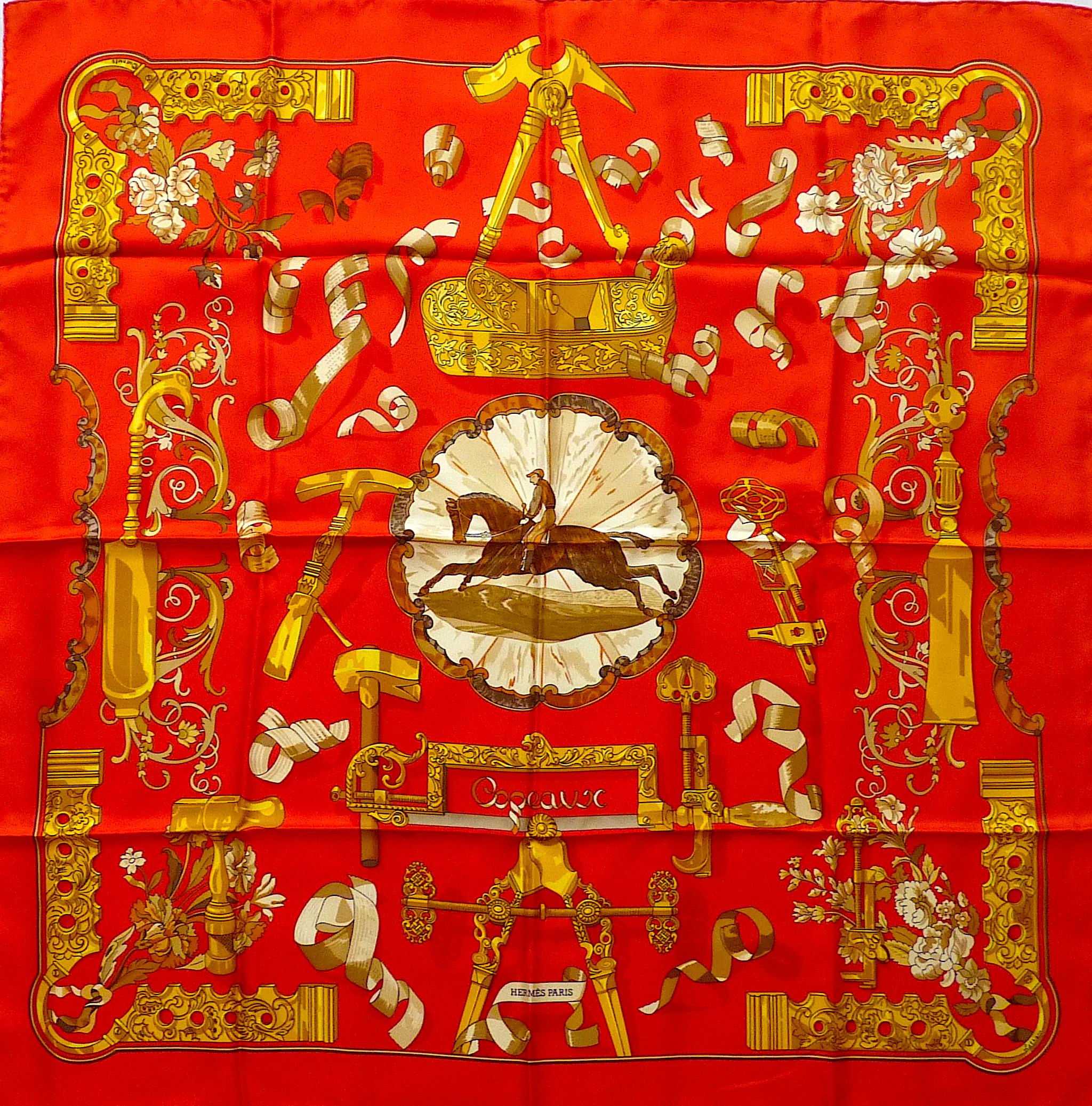 HERMES Silk Scarf Copeaux by Caty Latham, Issued in 1998 3