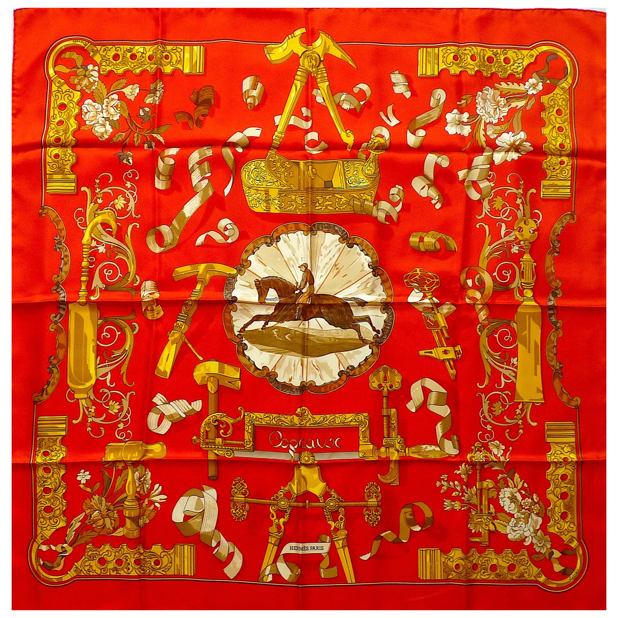 HERMES Silk Scarf Copeaux by Caty Latham, Issued in 1998
