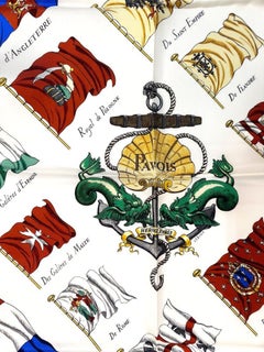 Hermes Silk Scarf, Cornette De La Galere Patronne de France with box and ribbon