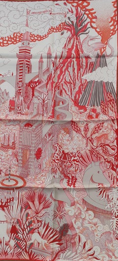 Hermès Silk Scarf Cosmographia Universalis Pink Red White 90 cm