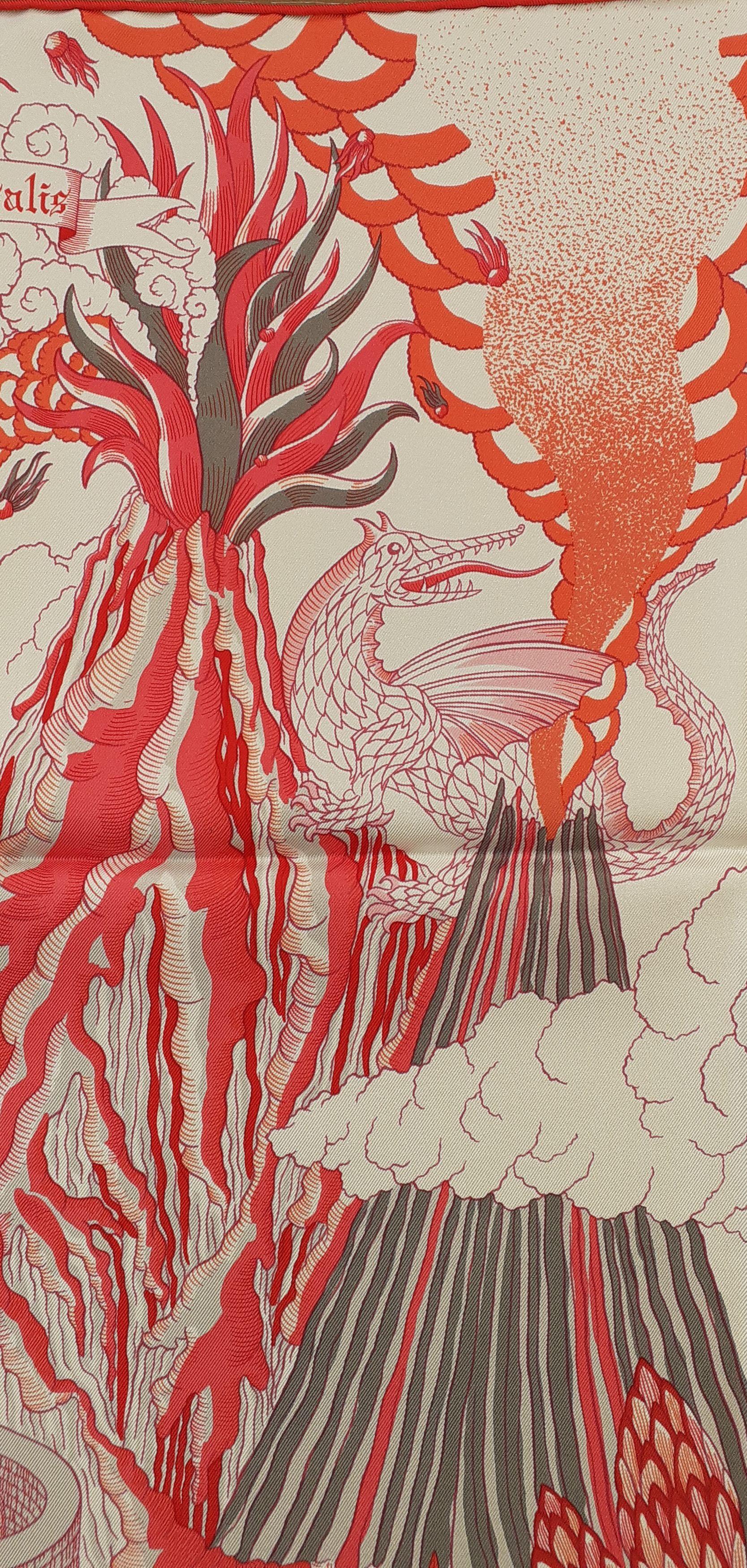 Hermès Silk Scarf Cosmographia Universalis Pink Red White 90 cm For Sale 1