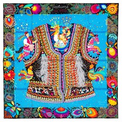 Hermes Sciarpa di seta Costume de Fête - Noir - Bleu Azur - Nuovo / Tag del negozio