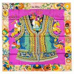 Hermes Silk Scarf - Costume De Fête - Rose Poudre Cyclamen - New With Tag