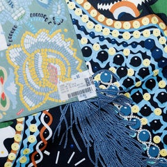 Hermes Silk Scarf Costume de Fête – Vert de Gris Blanc - New / Store Tag