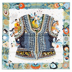 Hermes Seidenschal Costume de Fête - Vert de Gris Blanc - Neu / Store Tag
