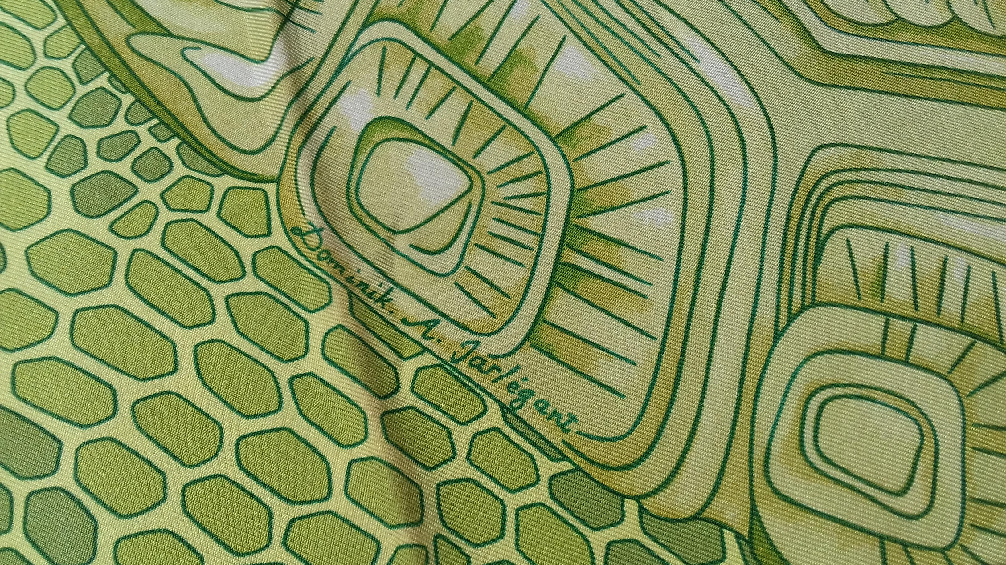 Hermès Silk Scarf De Madras A Zakynthos Turtle Anise Green 35 inches 7