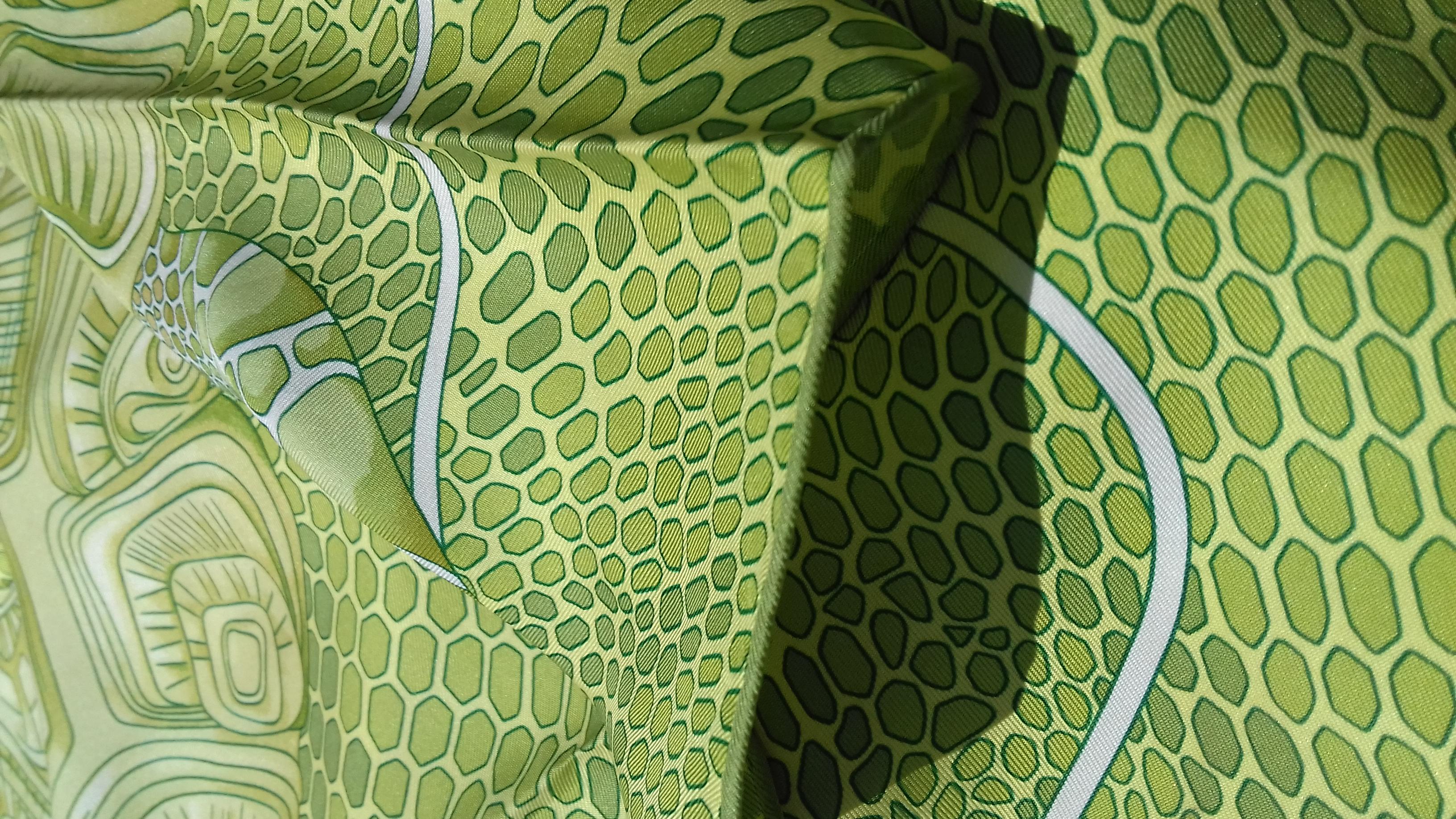 Hermès Silk Scarf De Madras A Zakynthos Turtle Anise Green 35 inches 10