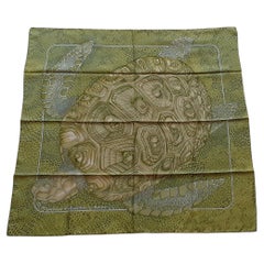 Hermès Silk Scarf De Madras A Zakynthos Turtle Anise Green 35 inches