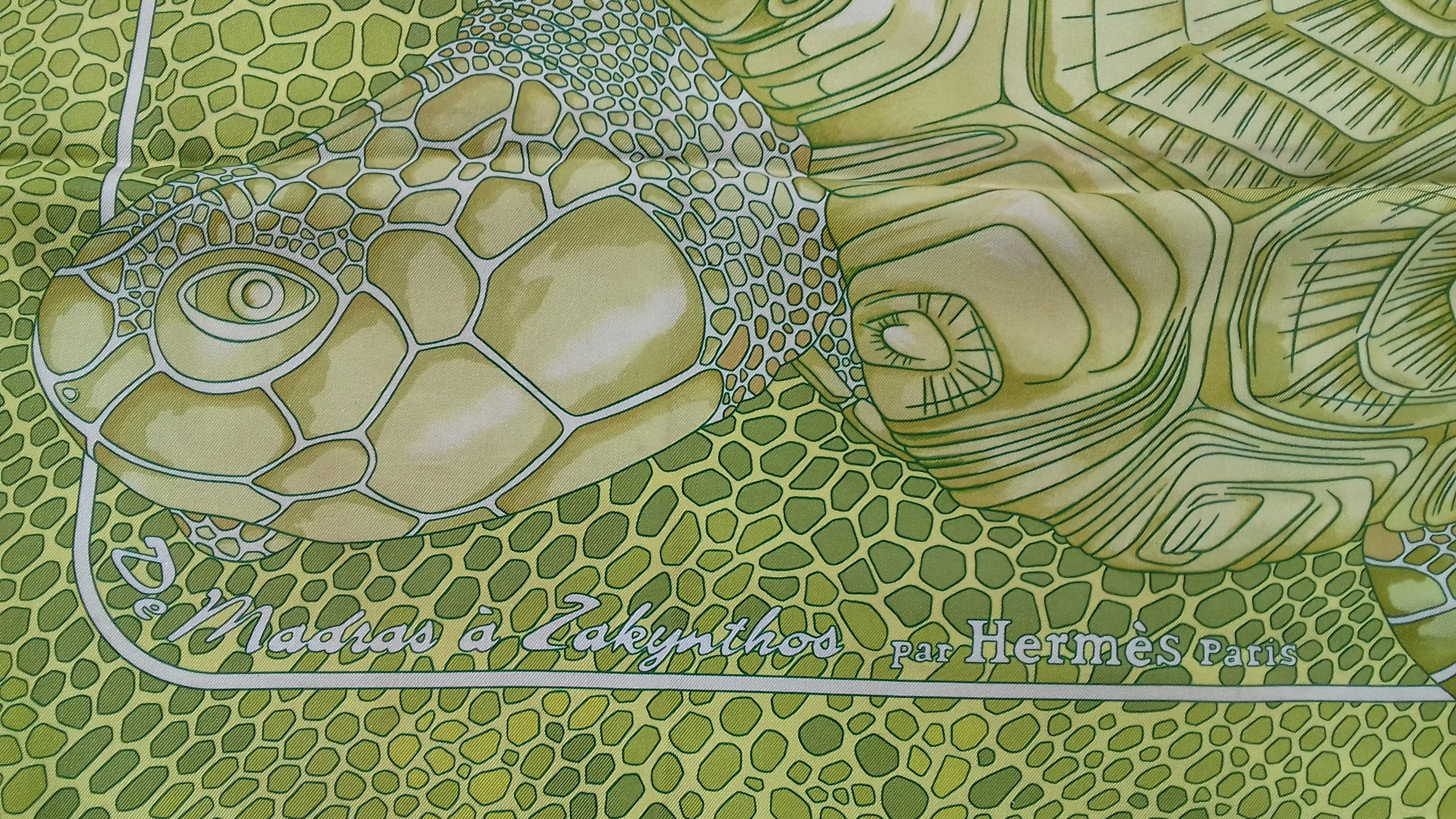 Hermès Silk Scarf De Madras A Zakynthos Turtle Anise Green 35 inches 1