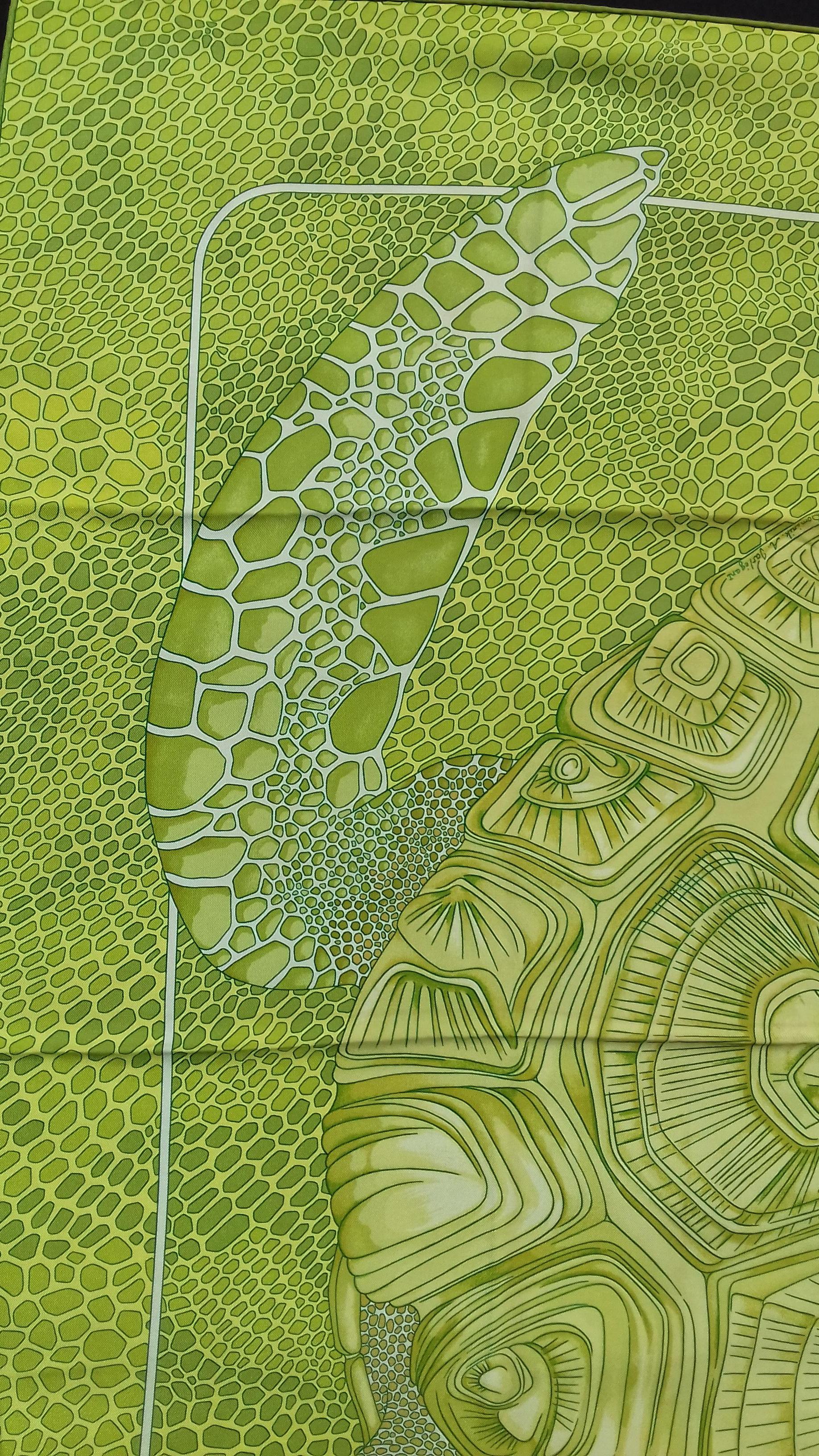 Hermès Silk Scarf De Madras A Zakynthos Turtle Anise Green 35 inches 6