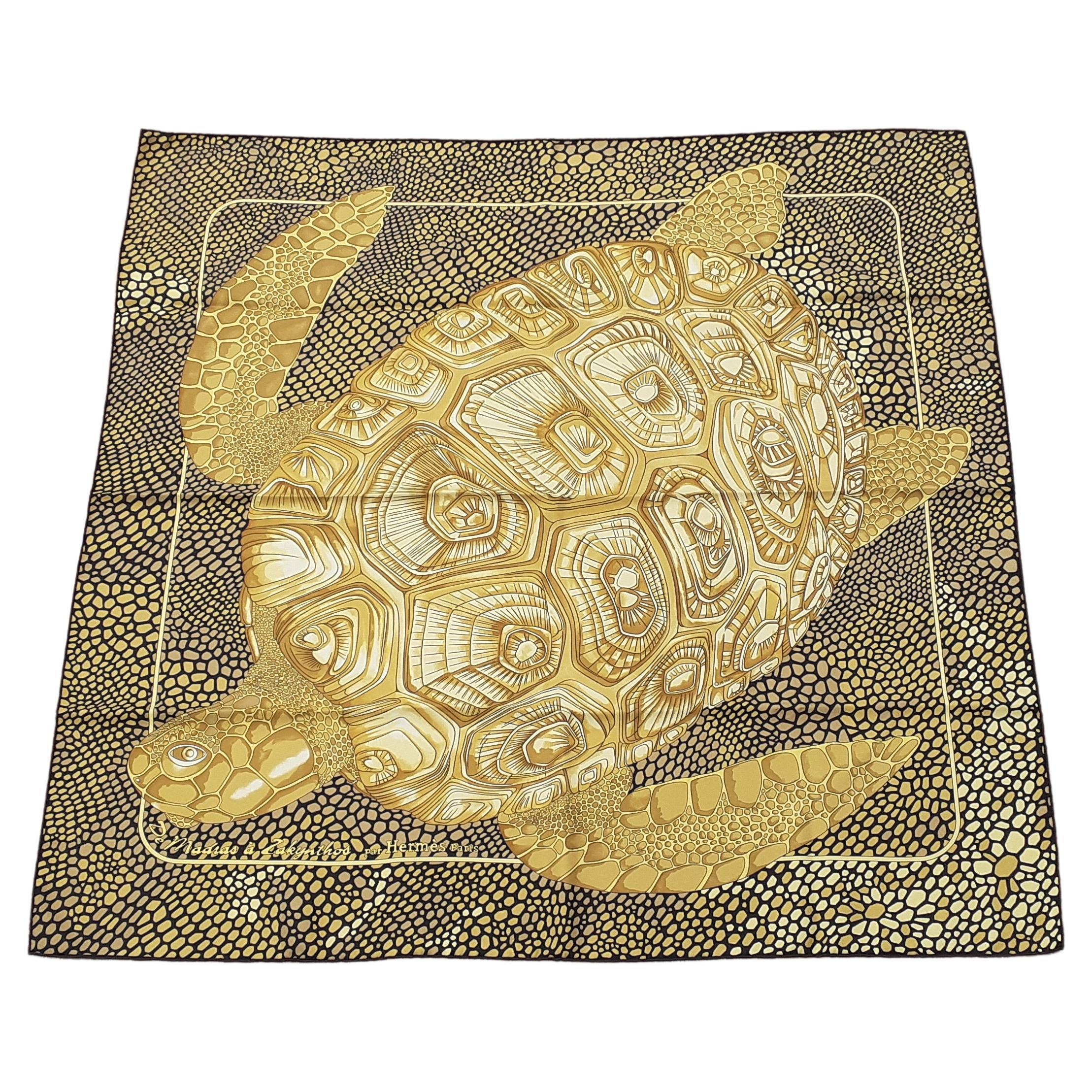 Hermès Silk Scarf De Madras A Zakynthos Turtle 35 inches
