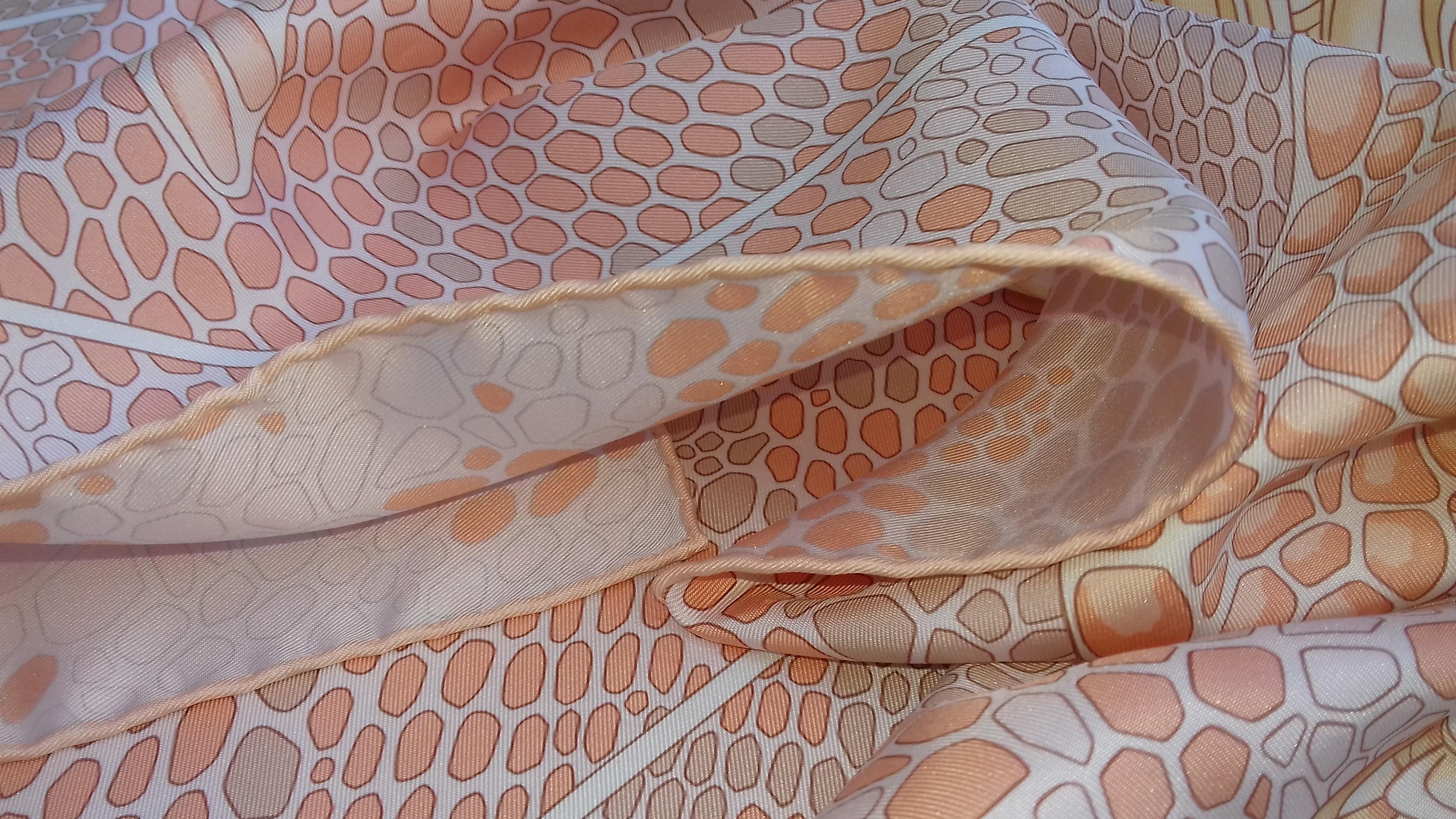 Hermès Silk Scarf De Madras A Zakynthos Turtle Pink Beige 35 inches 8