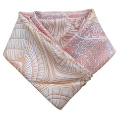 Hermès Silk Scarf De Madras A Zakynthos Turtle Pink Beige 35 inches