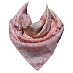 Hermès Silk Scarf De Madras A Zakynthos Turtle Pink Beige 35 inches