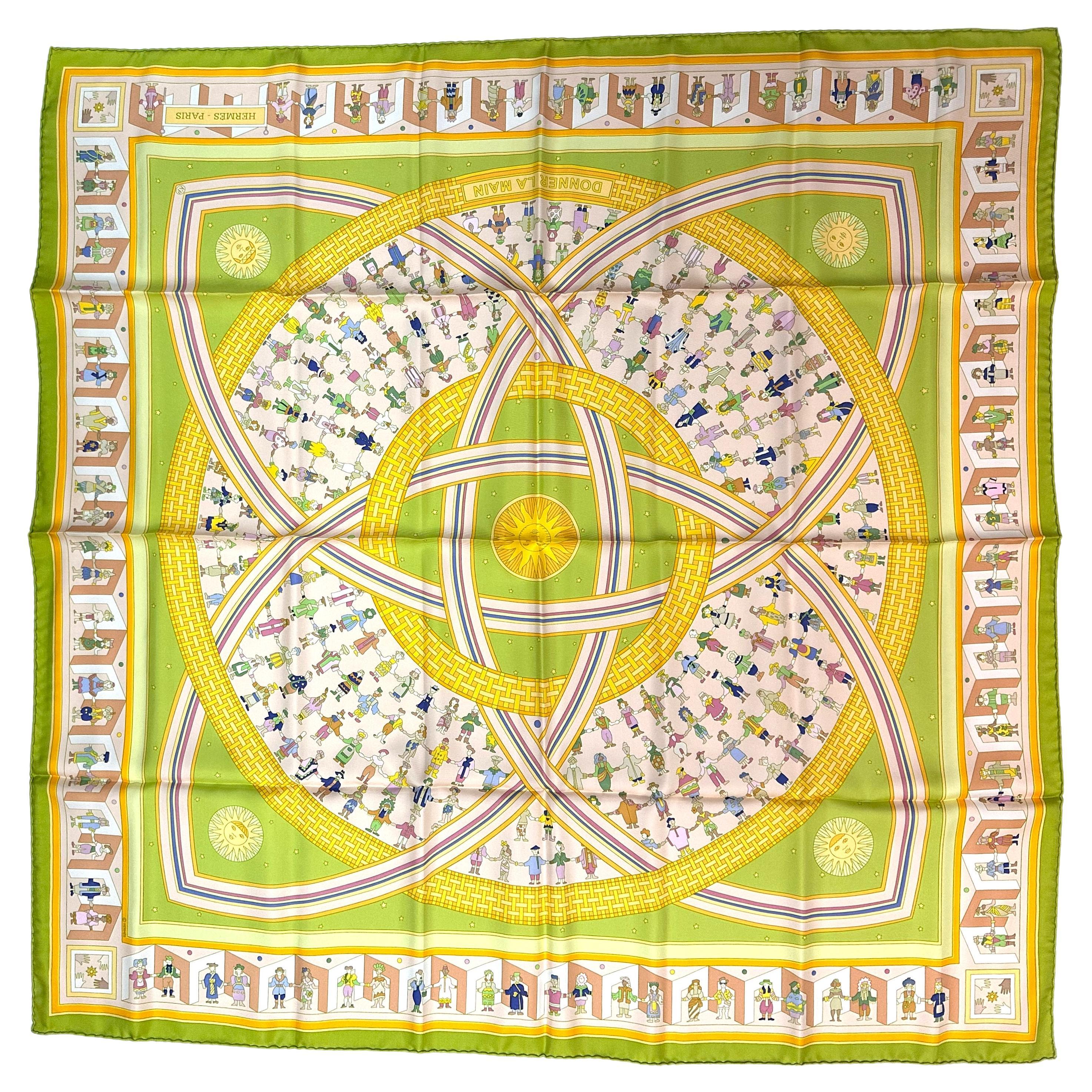 Hermes Silk Scarf, Donner La Main For Sale