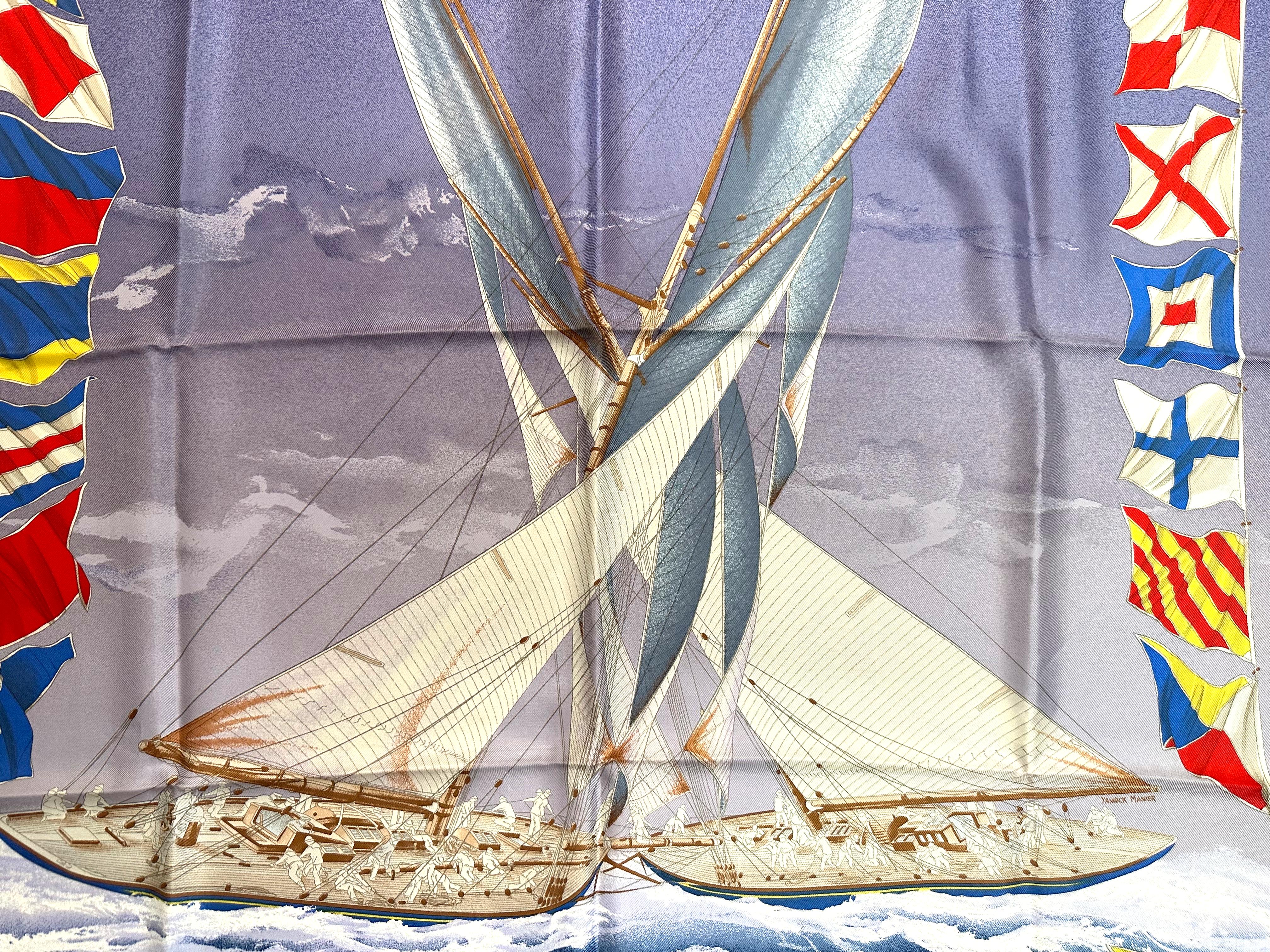 Women's or Men's Hermes Silk Scarf, En Course For Sale