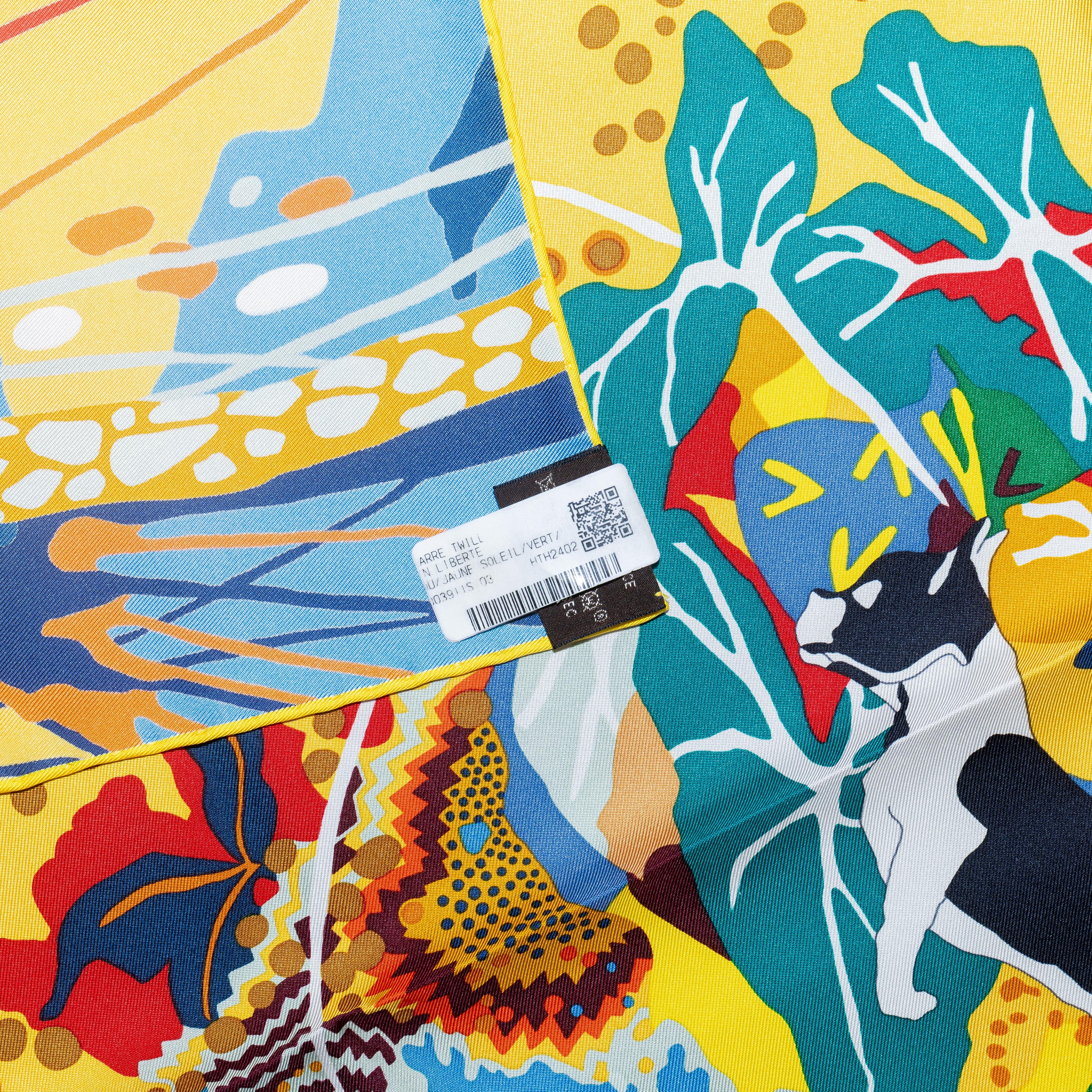En Liberté - Jaune Soleil Vert - NWSTS - 2505081640

Marke: Hermès
Typ/Modell: Schal 90 Seidenköper
Künstlerin: Carine Brancowitz
Größe: 90 cm x 90 cm / 35 in x 35 in
Farbe: Jaune Soleil (Sonnengelb), Vert (Grün), Multicolore
Stoff: 100%