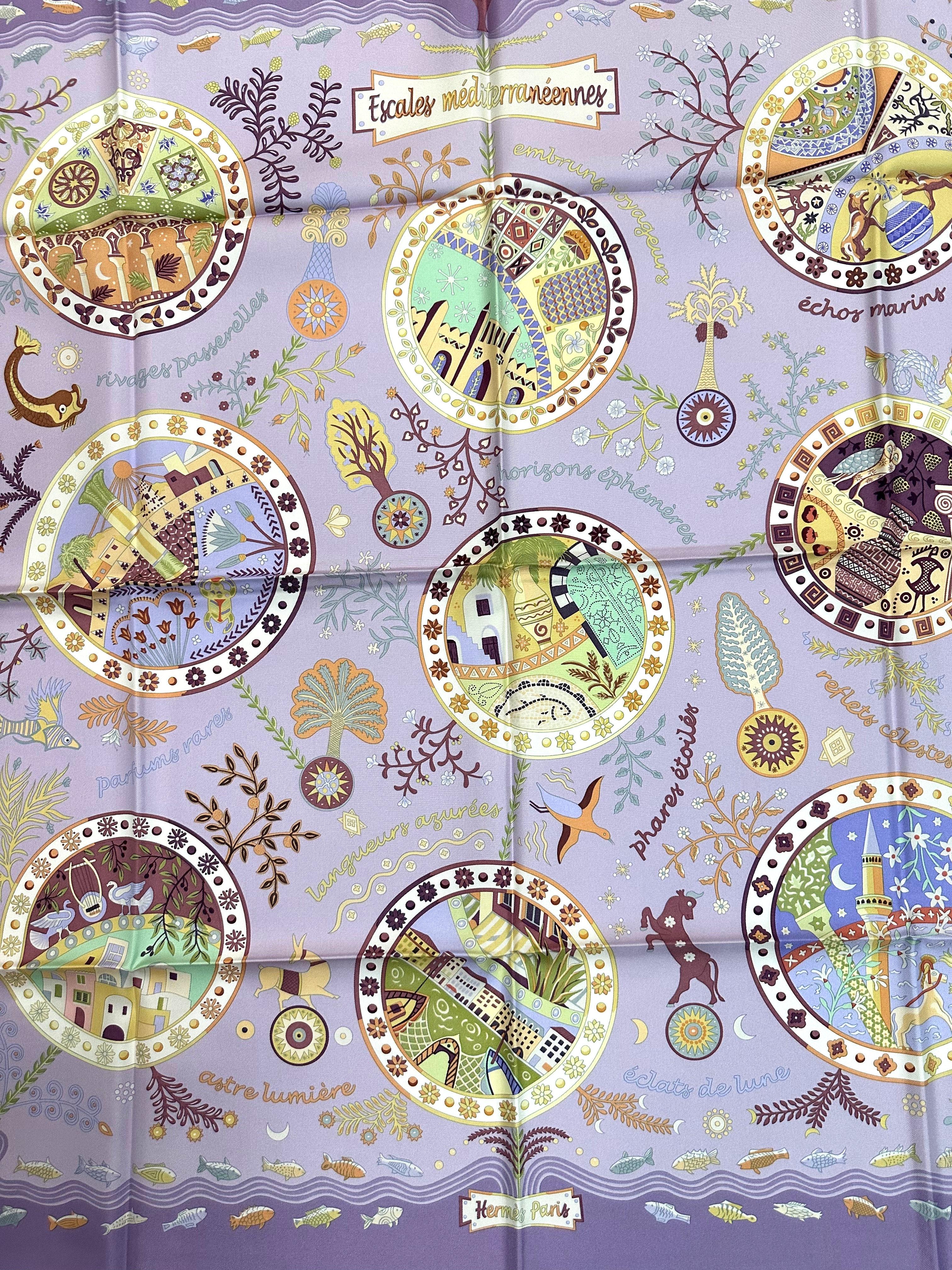 
Hermes Silk Scarf, Escales Mediterraneennes
designed in 2003 by Christine Henry.
35 by 35 in.