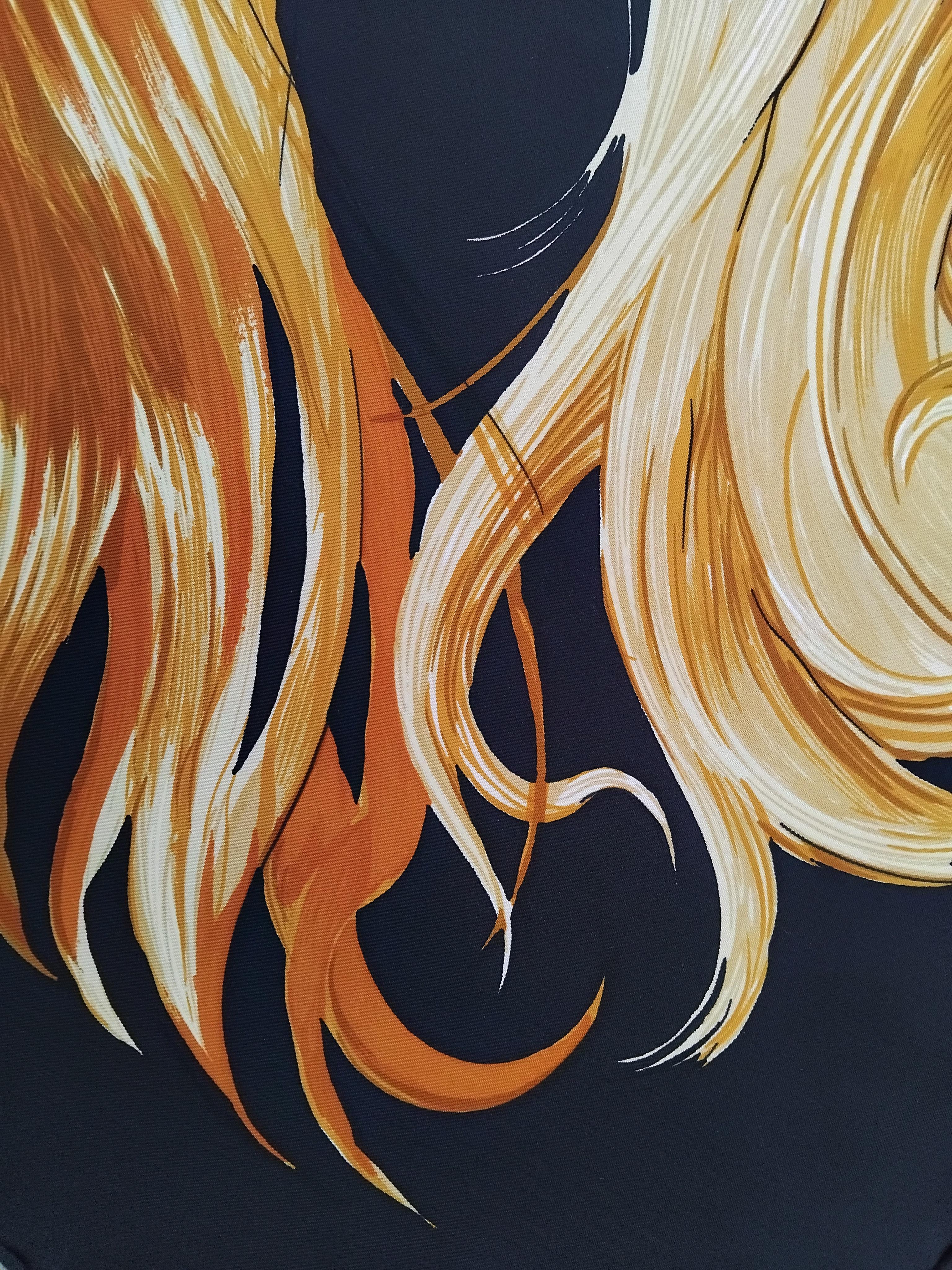 Hermès Silk Scarf Eva by Philippe Dumas Black 90 cm For Sale 8