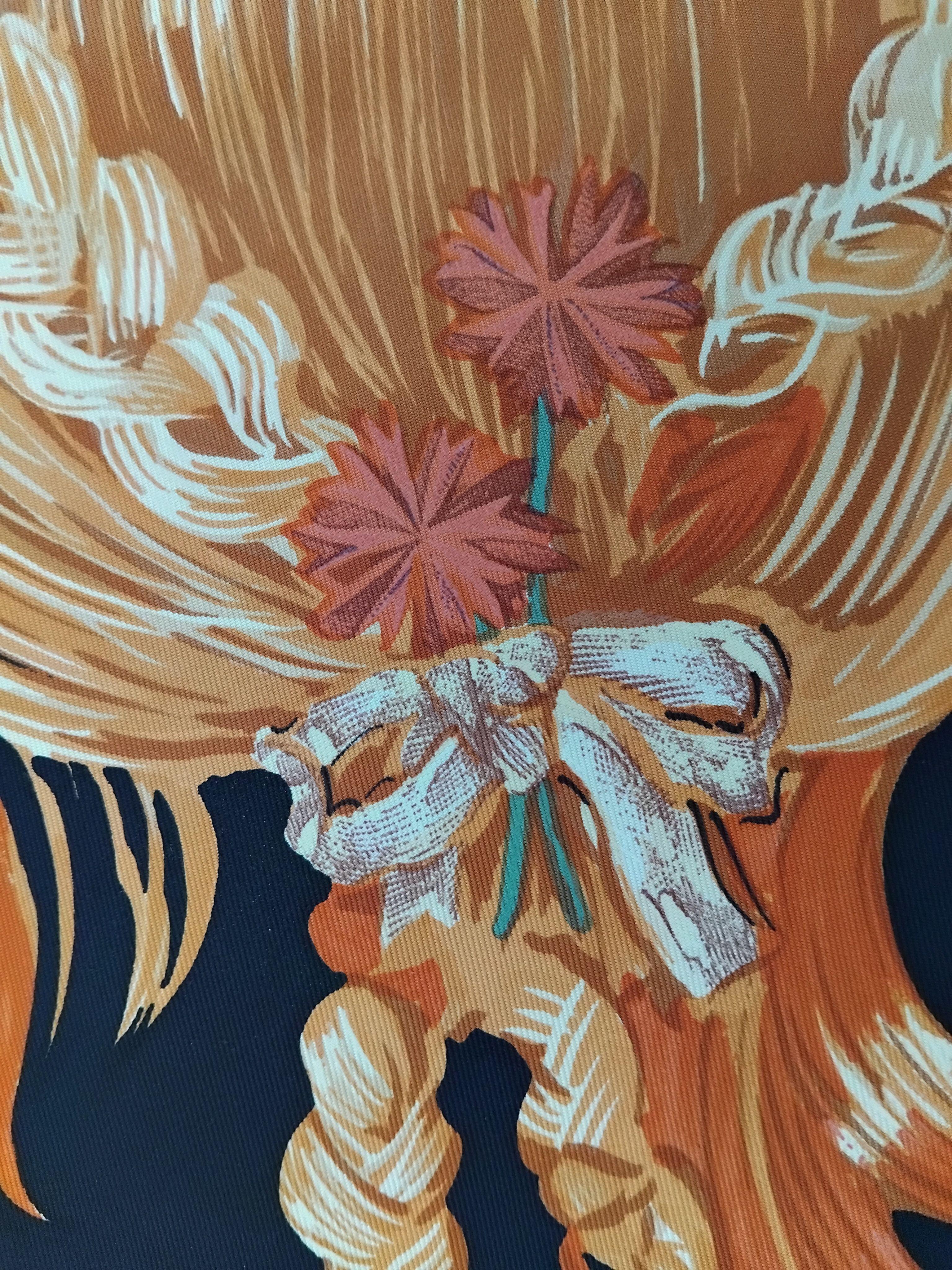 Hermès Silk Scarf Eva by Philippe Dumas Black 90 cm For Sale 11