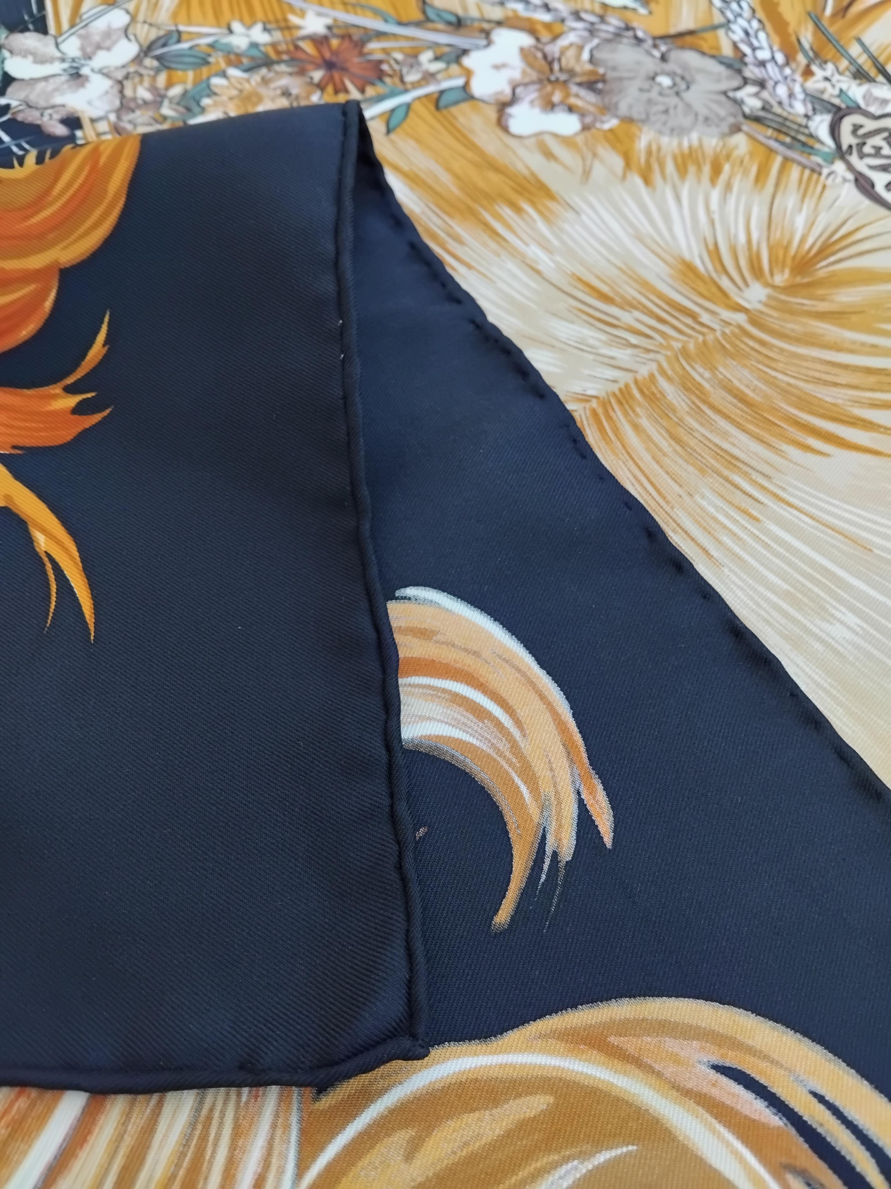 Hermès Silk Scarf Eva by Philippe Dumas Black 90 cm For Sale 12