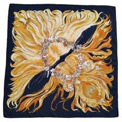 Sciarpa di seta Hermès Eva by Philippe Dumas Nero 90 cm