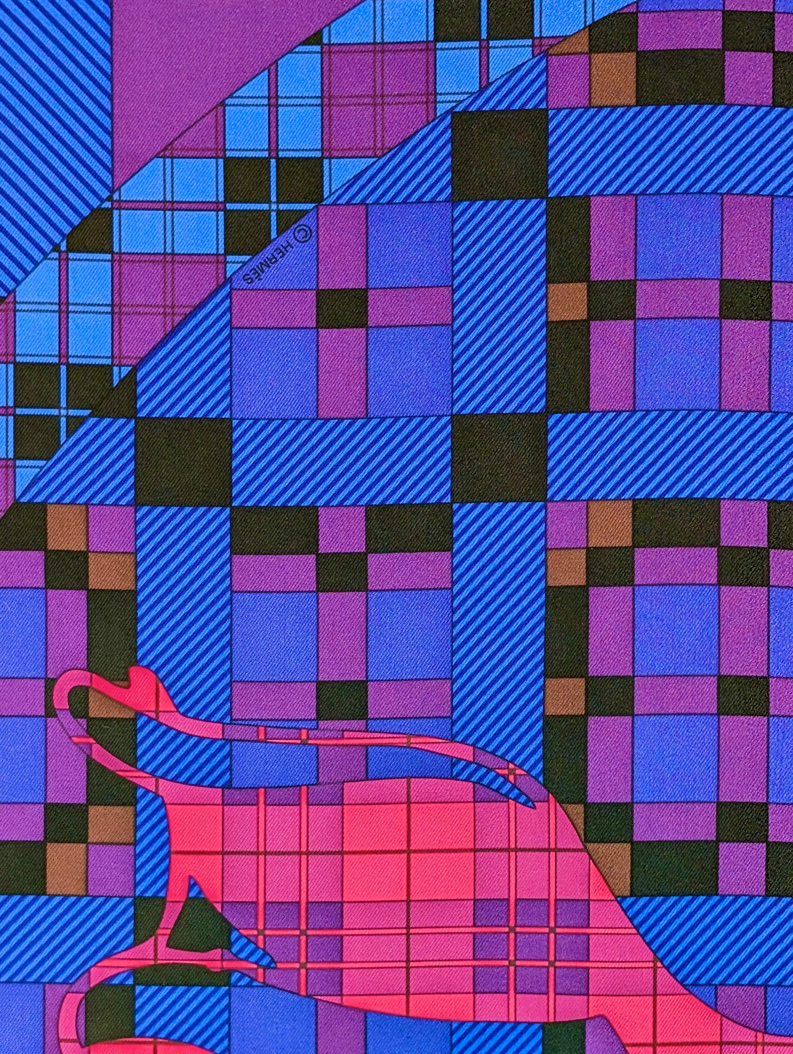 Women's or Men's HERMÈS silk scarf  EX-LIBRIS À CARREAUX For Sale