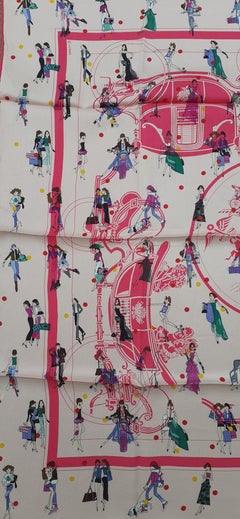 Hermès Silk Scarf Ex Libris Les Parisiennes  Grygkar Kiraz Pink 65 cm