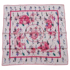 Vintage Hermès Silk Scarf Ex Libris Les Parisiennes  Grygkar Kiraz Pink 65 cm