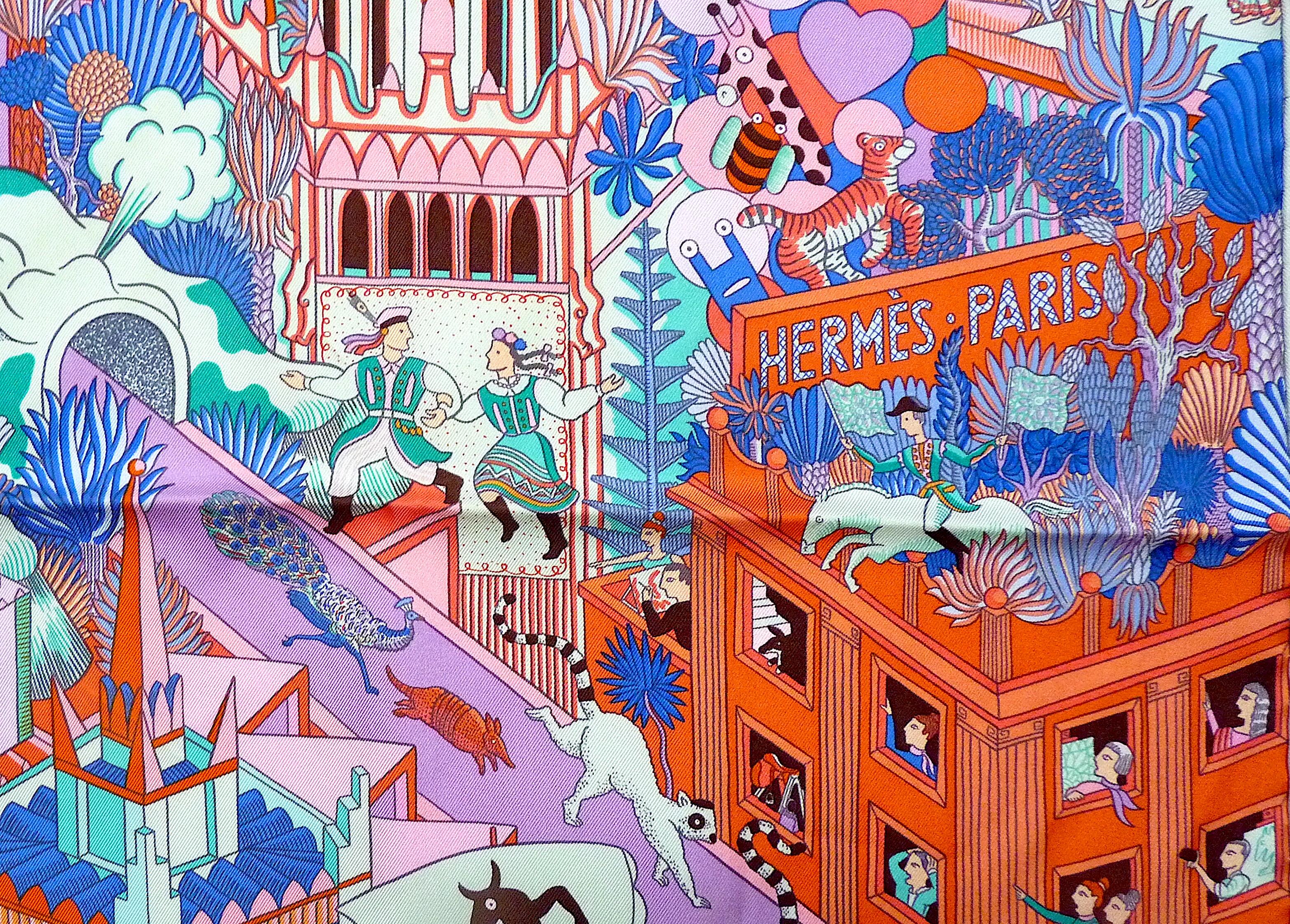 Hermes Silk Scarf Excellent condition with Box Animapolis Jan Bajtlik 1