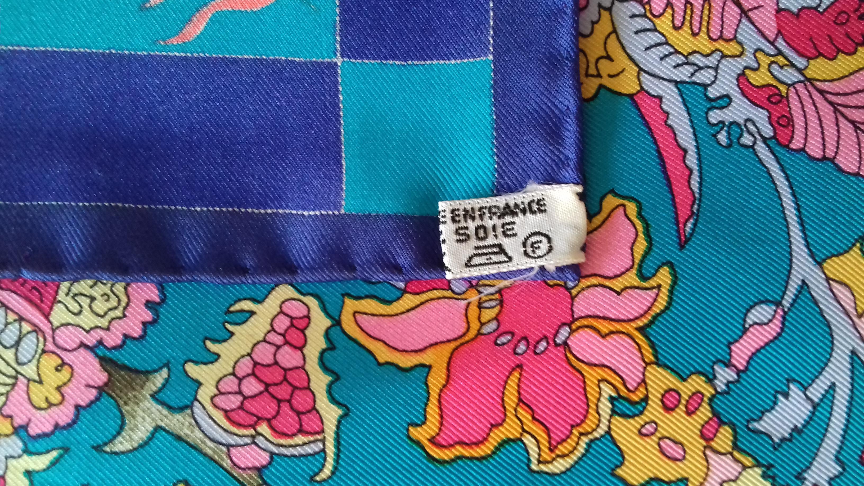 Hermès Silk Scarf Fantaisies Indiennes Dubigeon Year Of India from 1985 Blue 90 9