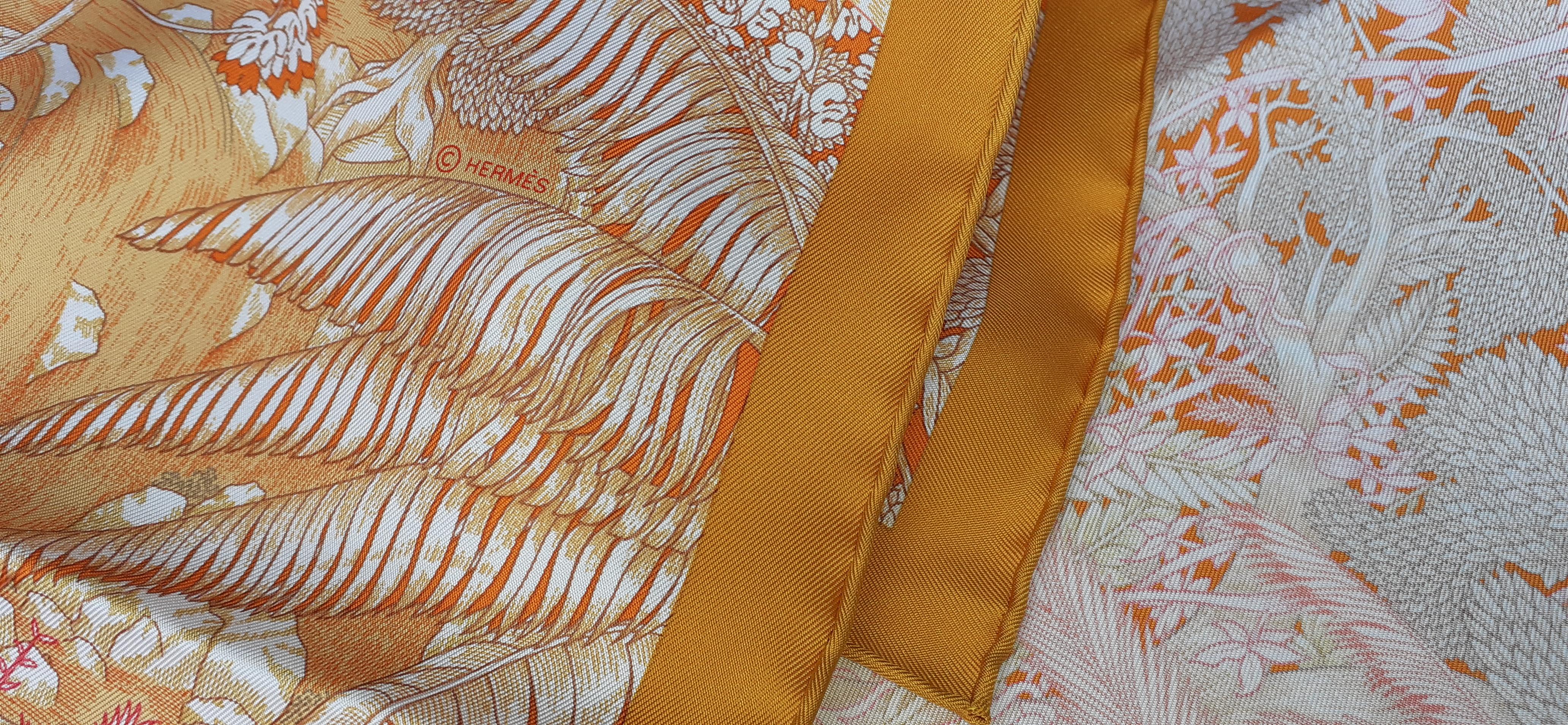 Hermès Silk Scarf Faubourg Tropical Orange Mangue Rose 90 cm 9