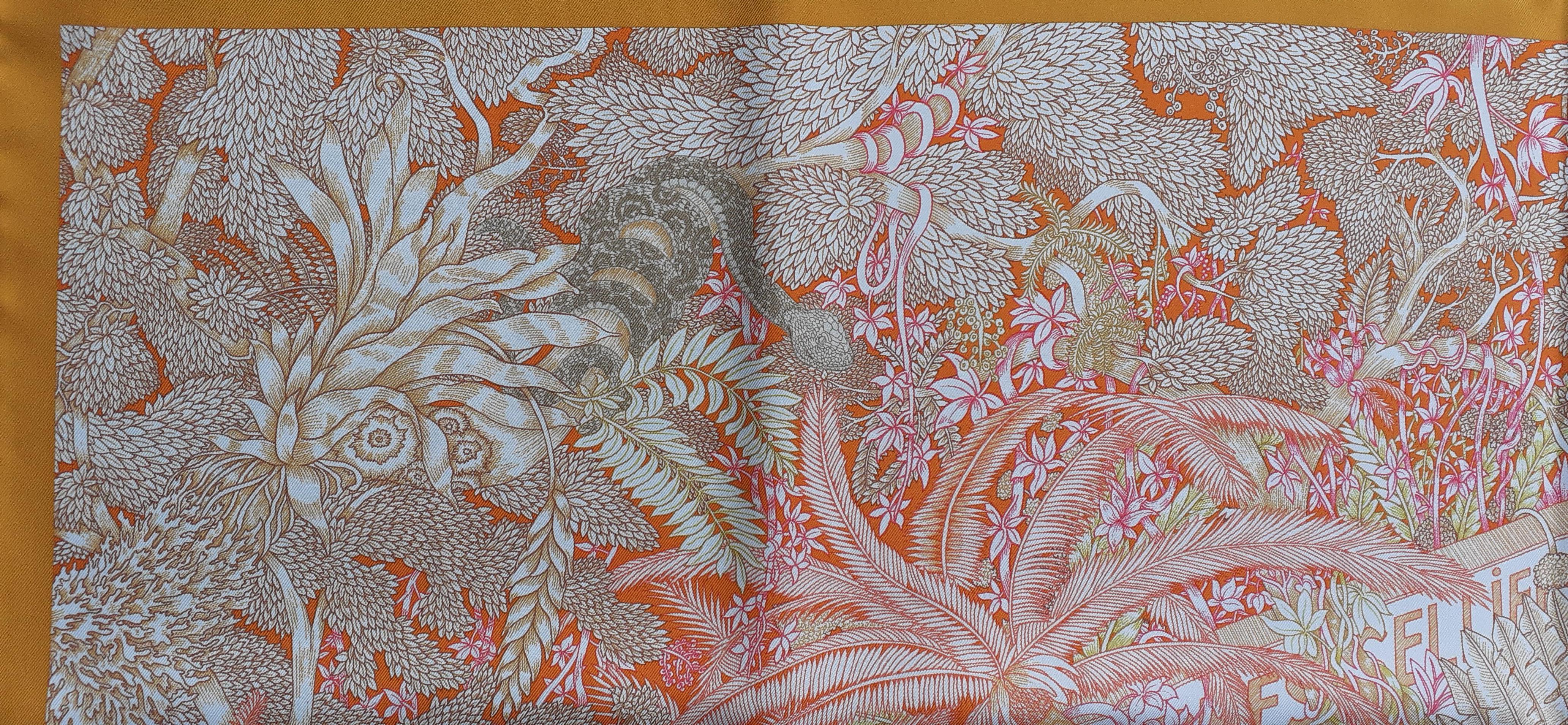 Hermès Silk Scarf Faubourg Tropical Orange Mangue Rose 90 cm 2
