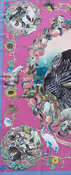 Hermès Foulard en soie Faune et Flore du Texas Kermit Oliver 90 cm