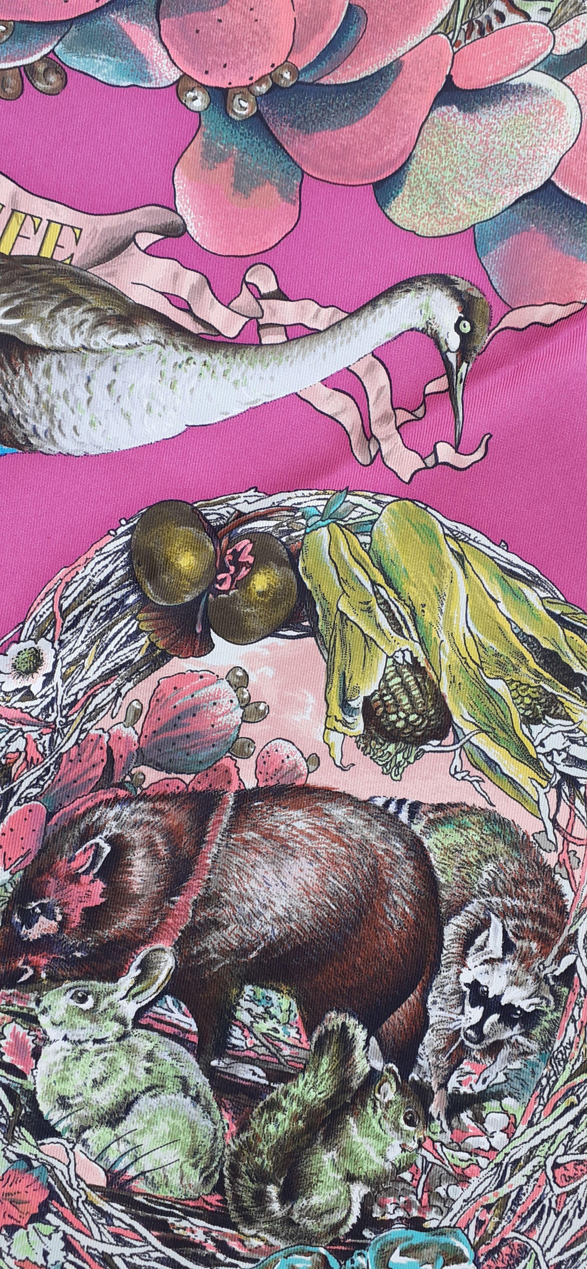 Hermès Silk Scarf Faune et Flore du Texas Kermit Oliver 90 cm 2