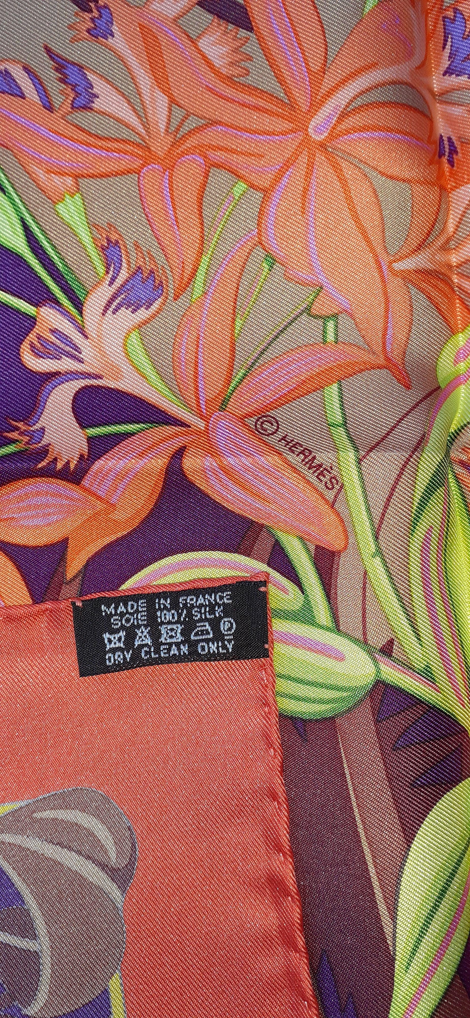 Hermès Silk Scarf Flamingo Party Bourthoumieux 90 cm en vente 9