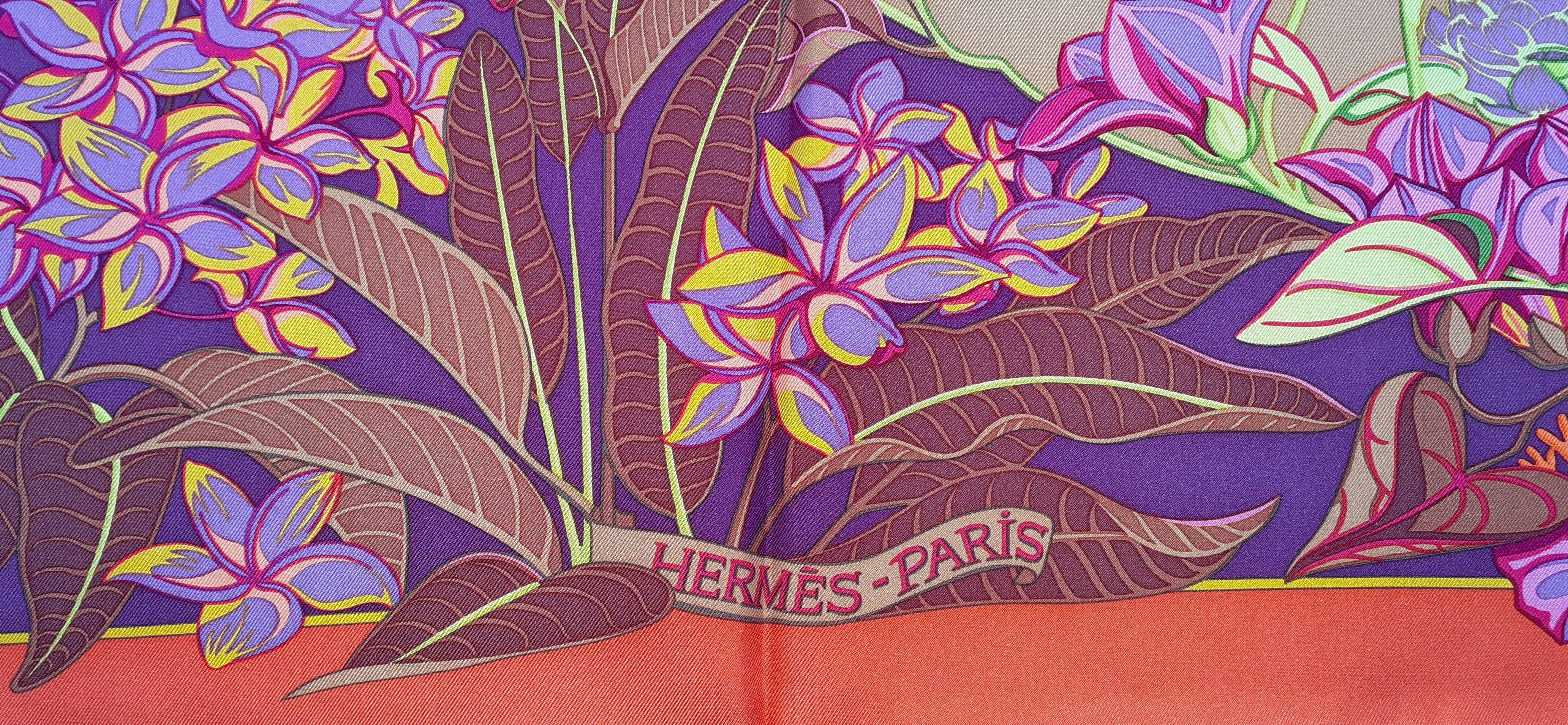 Hermès Silk Scarf Flamingo Party Bourthoumieux 90 cm en vente 4