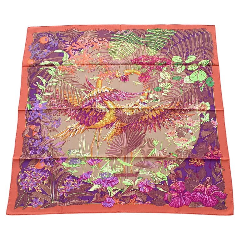 Hermès Silk Scarf Flamingo Party Bourthoumieux 90 cm For Sale at 1stDibs