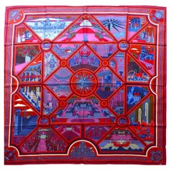 HERMES Silk Scarf  "Flânerie à Versailles" , Mint with Box