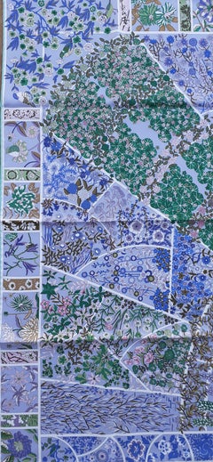 Hermes Silk Scarf Fleurs de Giverny Christine Henry Parme 90 cm