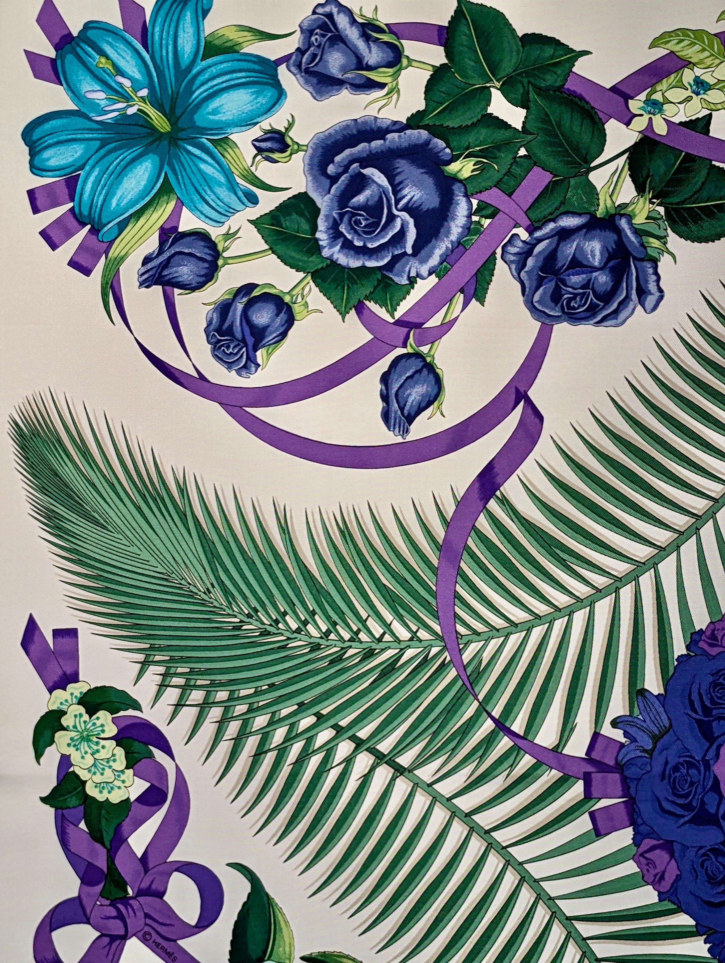 Gray HERMÈS silk scarf Fleurs de L'Opèra