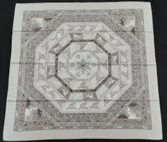 Hermès Silk Scarf Fleurs d'Hiver Laroche Grey F/W 90 cm