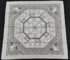 Hermès Silk Scarf Fleurs d'Hiver Laroche Grey F/W 90 cm