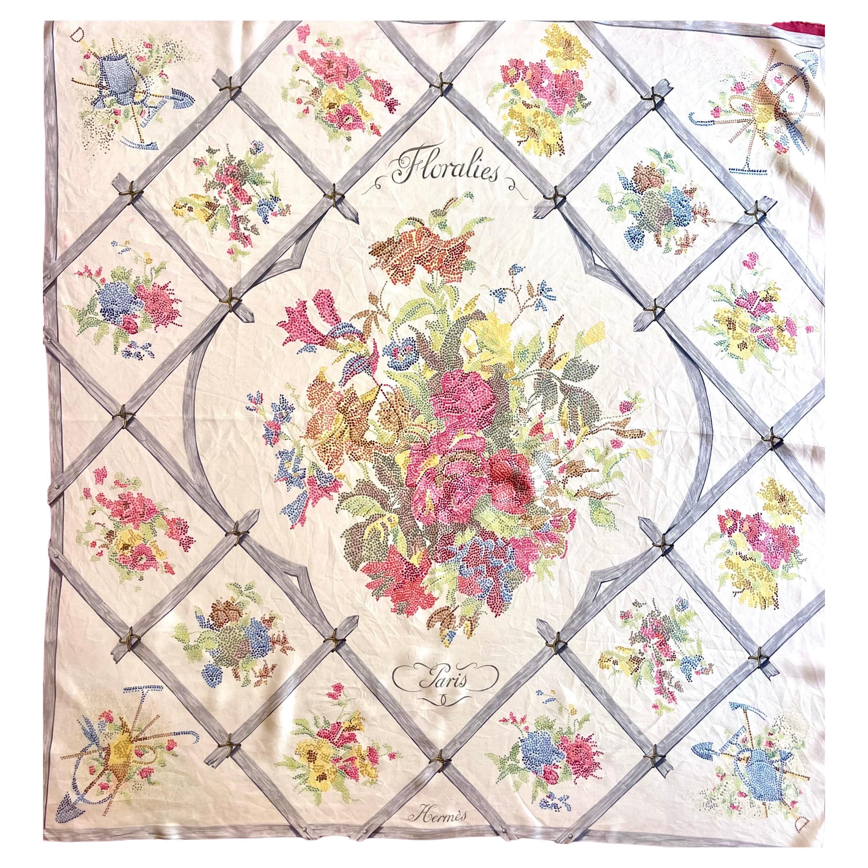 Hermès Silk Scarf "Floralies" 1959 For Sale