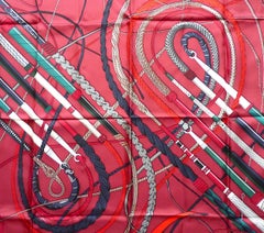 HERMES Silk Scarf  Fouets et Badines by Virginie Jamin, 90 cm Brand New in Box
